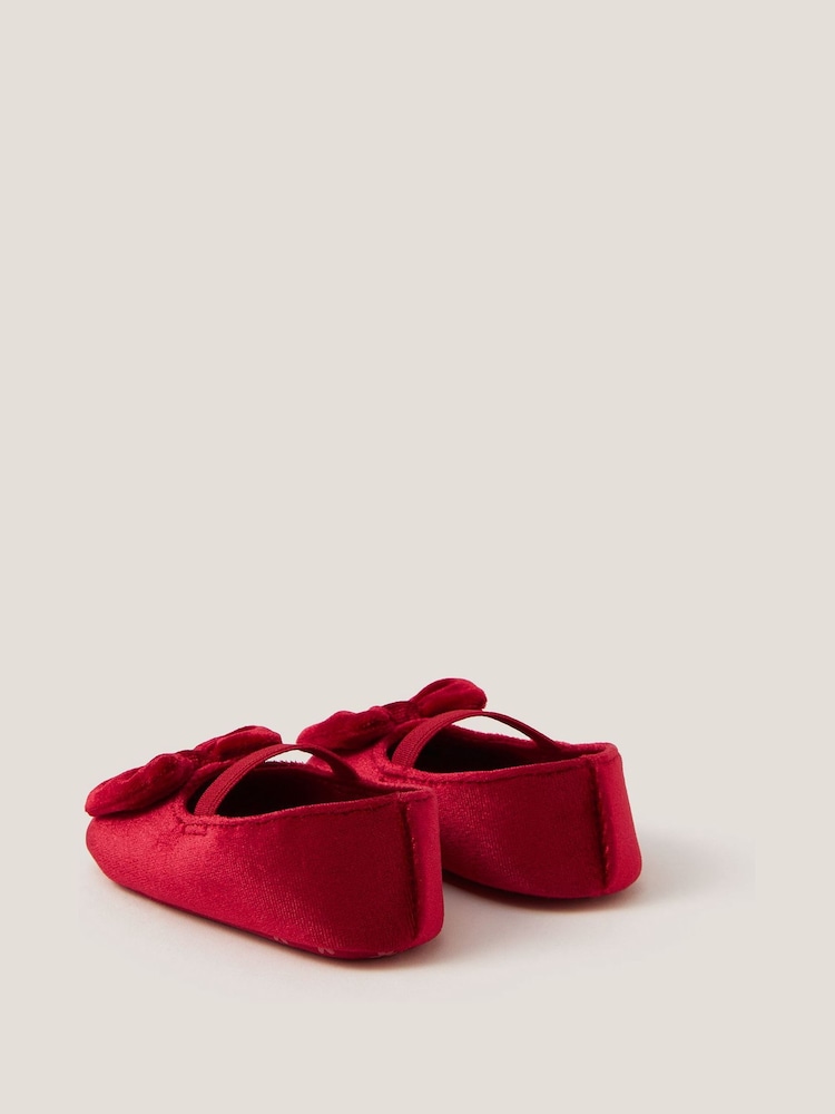 Monsoon Red Baby Bow Velvet Headband & Booties Set - Image 2 of 4 Monsoon Red Baby Bow Velvet Headband & Booties Set - Image 2 of 4