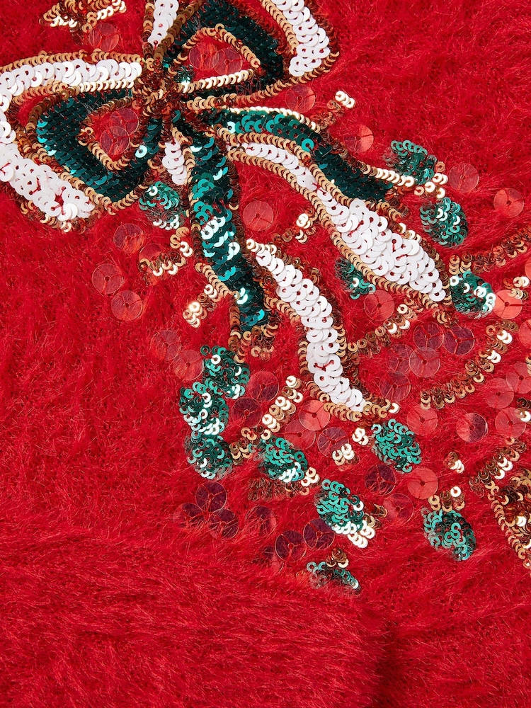 Monsoon Red Embellished Tree Fuzzy Christmas Jumper - Image 4 of 4 Monsoon Red Embellished Tree Fuzzy Christmas Jumper - Image 4 of 4