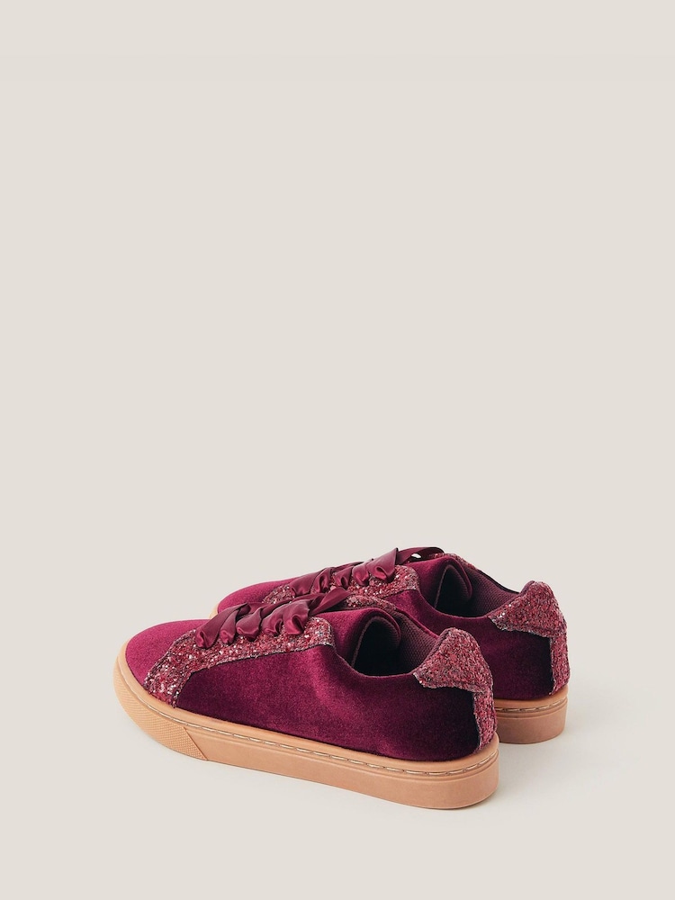 Monsoon Red Glitter Velvet Trainers - Image 3 of 3 Monsoon Red Glitter Velvet Trainers - Image 3 of 3