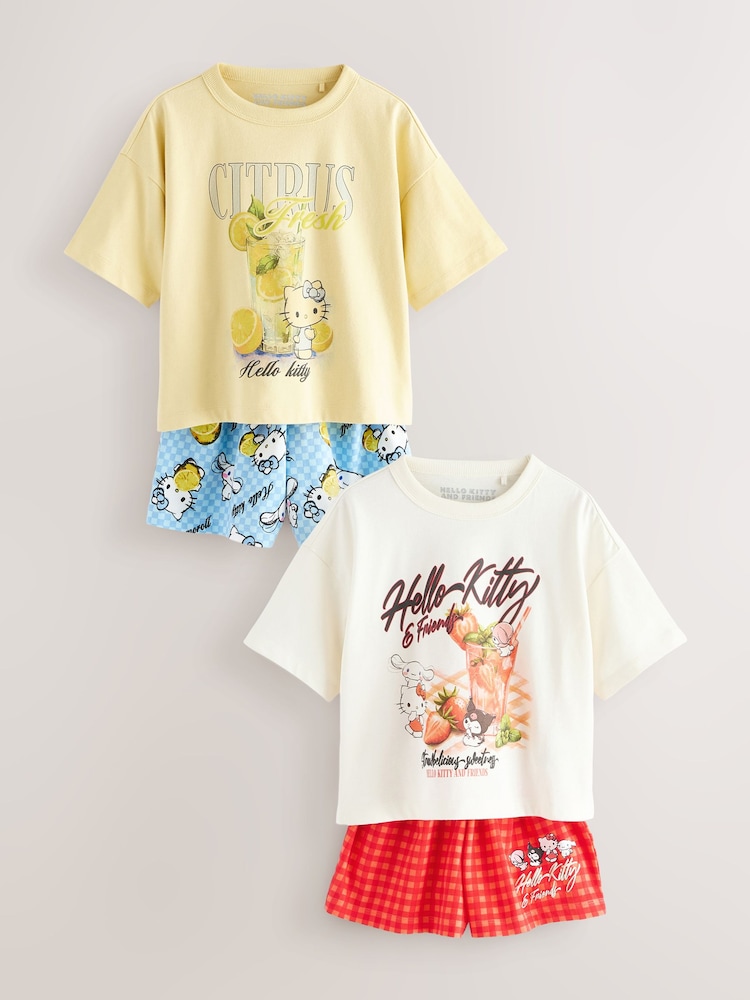 红色/蓝色 - Red/ Blue Hello Kitty Short Pyamas 2 Pack (3-16yrs) - 图片1 / 6