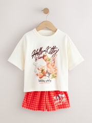 Czerwony/niebieski - Krótka piżama w kolorze czerwonym/niebieskim z motywem Hello Kitty, 2-pak (3–16 lat) - Obraz 7 z 9