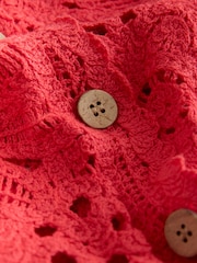 লাল ফুলের  - Crochet Short Sleeve Open Collared Shirt - 7এর মধ্যে 7 ছবি