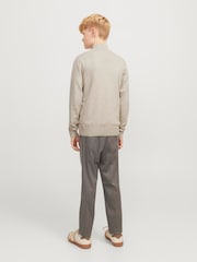 JACK & JONES Junior Grey Cream 1/4 Zip Knitted Jumper - Image 3 of 6