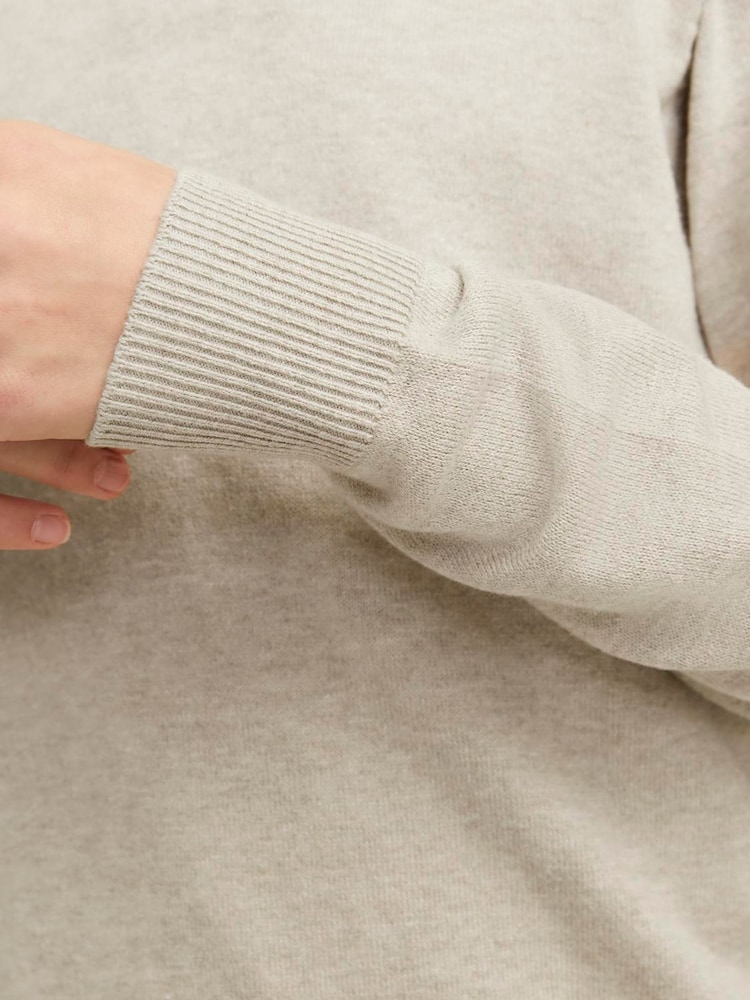 JACK & JONES Junior Oatmeal Quarter Zip Knitted Jumper - Image 5 of 5