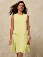 Light Yellow Smart Knitted Crew Neck Sleeveless Dress - Image 1 of 7