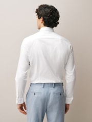 White/Light Blue Floral Slim Fit 100% Cotton Shirt, Tie, Pocket Square and Pin Kew Garden Occasion Set - Image 5 of 10