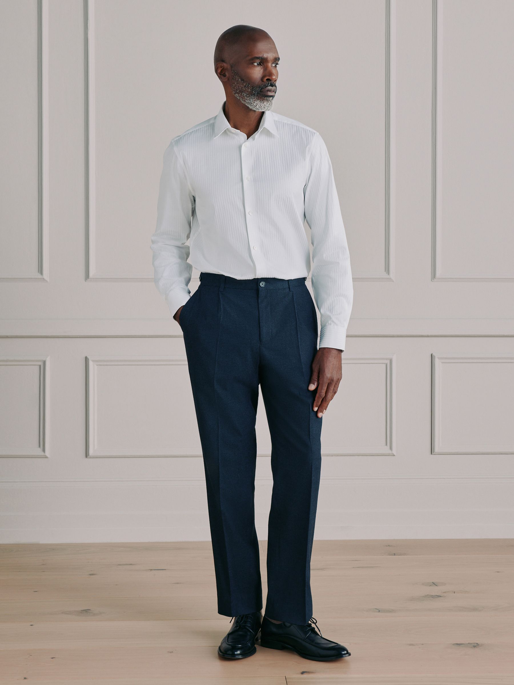 Buy White Self Stripe Slim Fit Signature Cotton Smart Shirt from