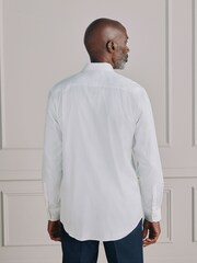 White Self Stripe Slim Fit Signature Cotton Smart Shirt - Image 3 of 9