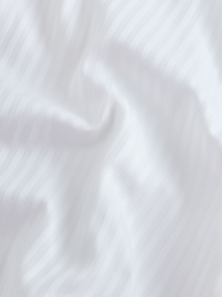 White Self Stripe Slim Fit Signature Cotton Smart Shirt - Image 9 of 9