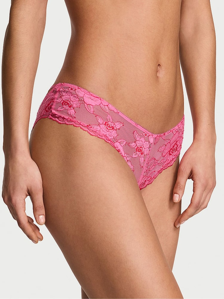 Victoria's Secret Rose Garden Pink XDye Crotchless Lace Knickers - Image 1 of 2