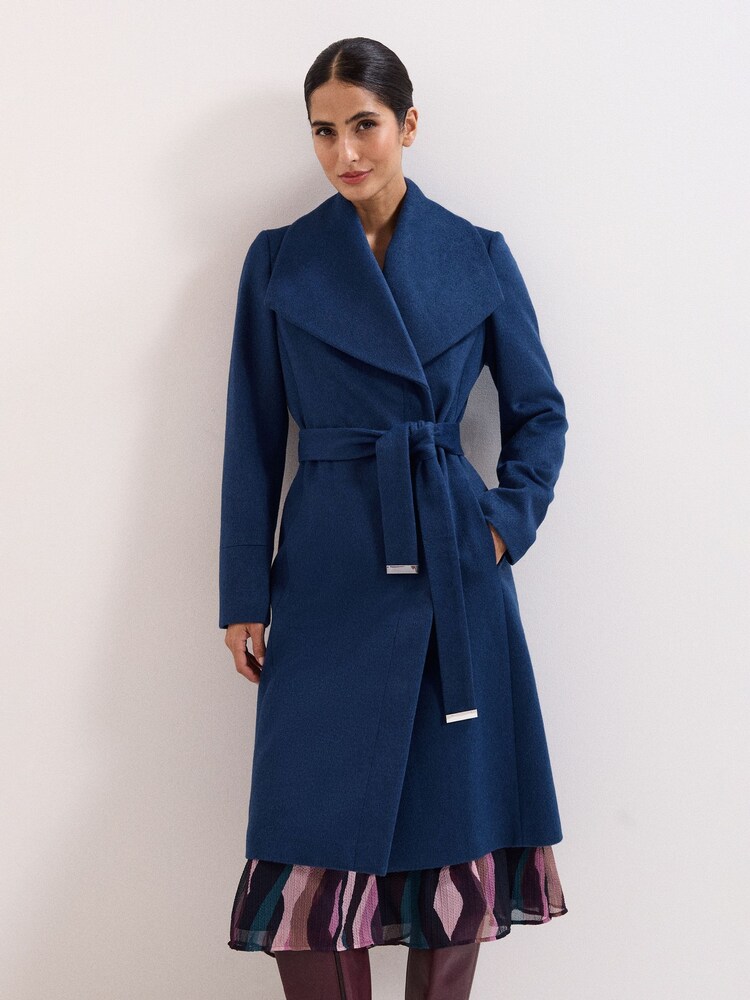 Phase Eight Blue Nicci Belted Coat - Image 1 of 7 Phase Eight Blue Nicci Belted Coat - Image 1 of 7