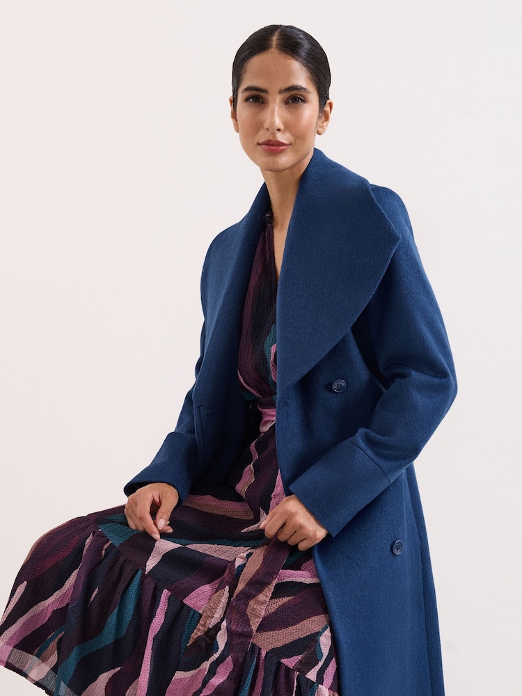 Phase Eight Blue Nicci Belted Coat - Image 7 of 7 Phase Eight Blue Nicci Belted Coat - Image 7 of 7