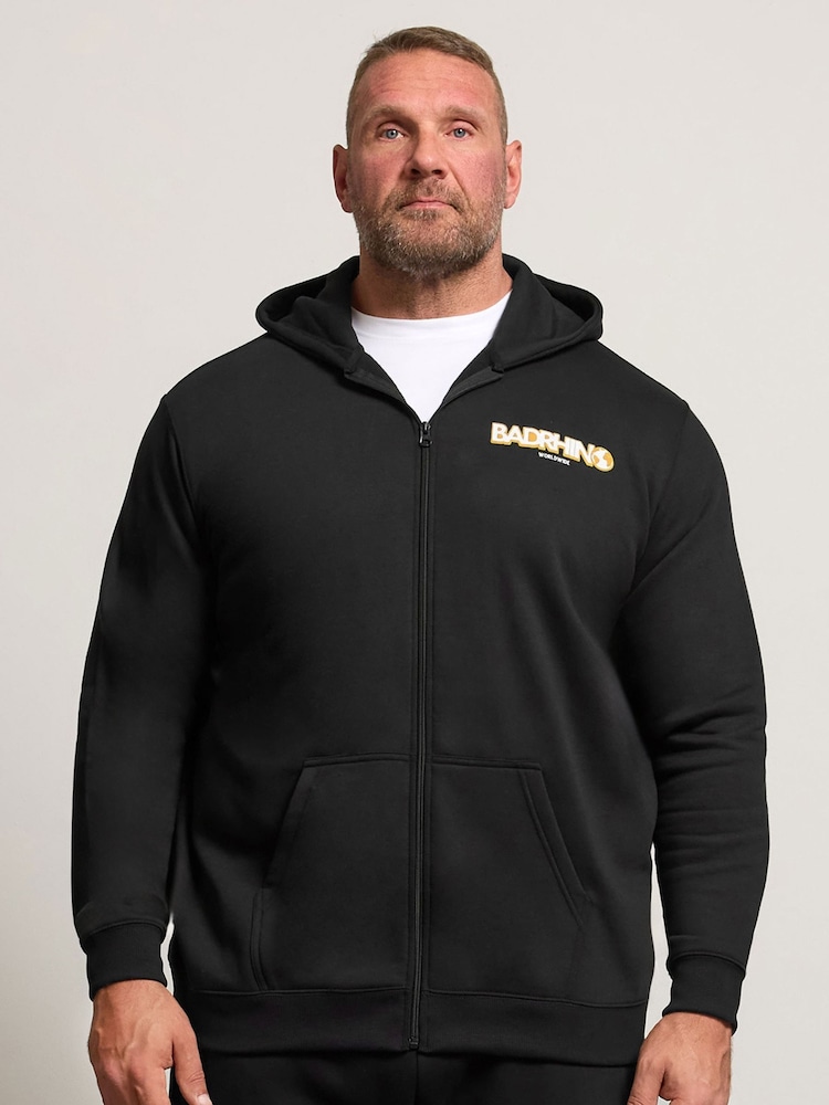 BadRhino Big & Tall Black World Map Zip Through Jacket - Image 1 of 7