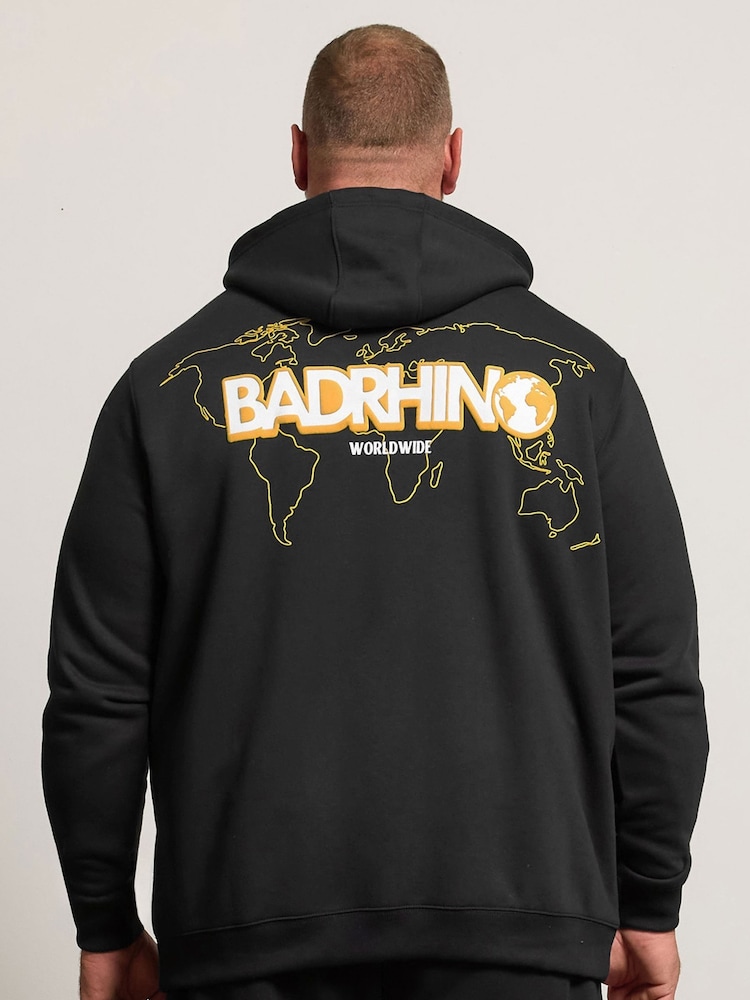 BadRhino Big & Tall Black World Map Zip Through Jacket - Image 2 of 7