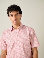 Pink Deck Chair Regular Fit 100% Cotton Short Sleeve Print Shirt - Image 1 of 4