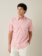 Pink Deck Chair Regular Fit 100% Cotton Short Sleeve Print Shirt - Image 4 of 4