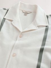 エクリュ セージグリーン - N. Premium半袖ジャージストライプシャツ - 画像 6 / 7