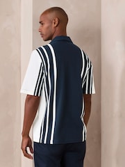 Blue/Ecru Regular Fit Short Sleeve Jersey Stripe Shirt - Image 4 of 8