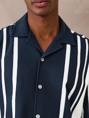 Blue/Ecru Regular Fit Short Sleeve Jersey Stripe Shirt - Image 5 of 8