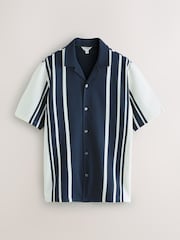 Blue/Ecru Regular Fit Short Sleeve Jersey Stripe Shirt - Image 6 of 8