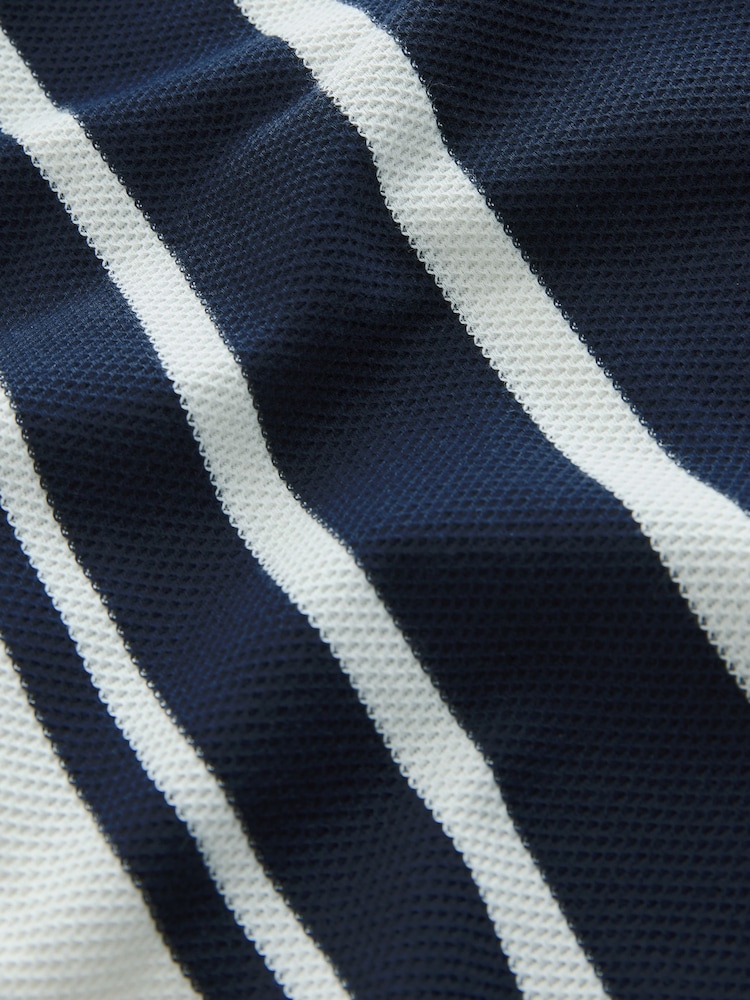 Blue/Ecru Regular Fit Short Sleeve Jersey Stripe Shirt - Image 8 of 8