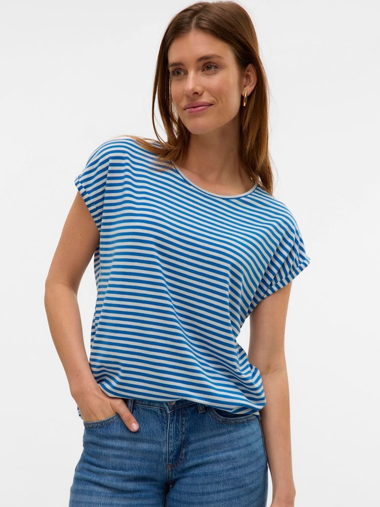 VERO MODA Blue Soft Touch Short Sleeve T-Shirt - Image 1 of 5 VERO MODA Blue Soft Touch Short Sleeve T-Shirt - Image 1 of 5
