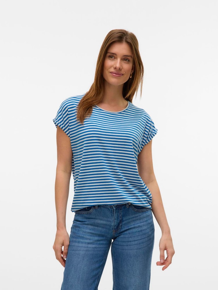 VERO MODA Blue Soft Touch Short Sleeve T-Shirt - Image 2 of 5 VERO MODA Blue Soft Touch Short Sleeve T-Shirt - Image 2 of 5