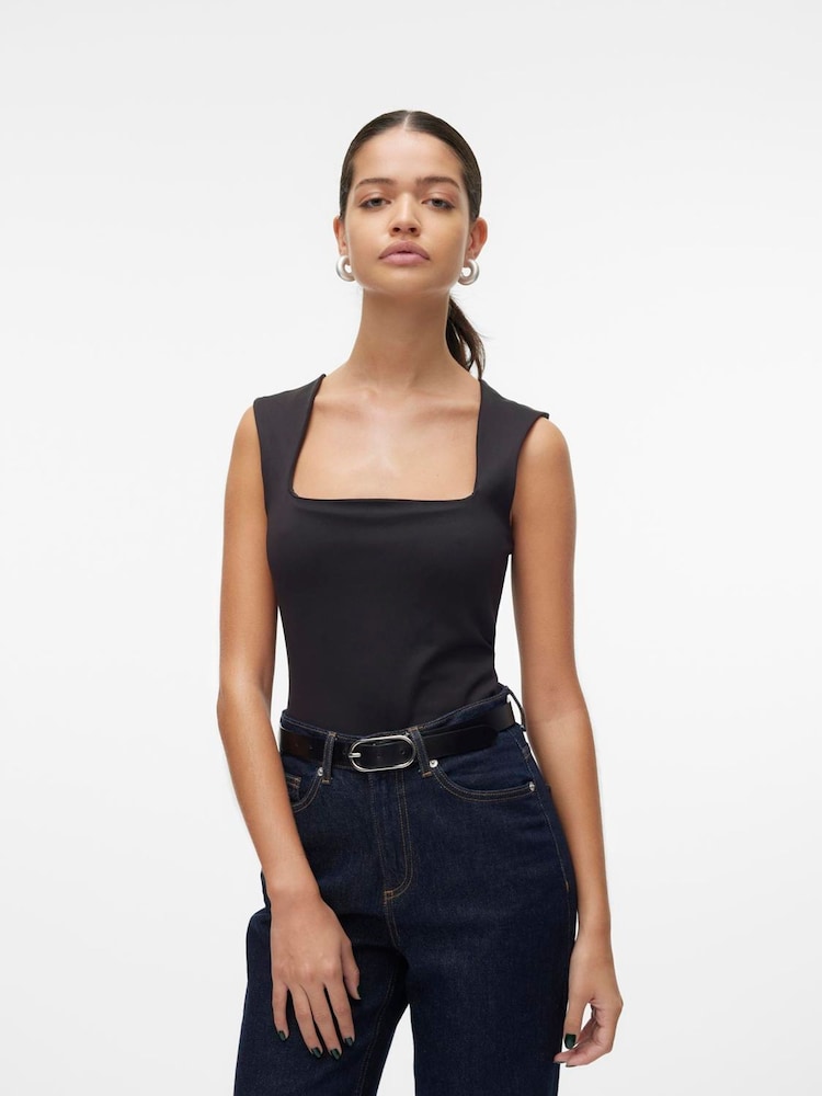 VERO MODA Black Square Neck Sleeveless Top - Image 1 of 4