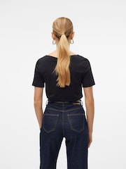 VERO MODA Black Short Sleeve Boat Neck T-Shirt - Image 3 of 5