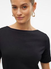 VERO MODA Black Short Sleeve Boat Neck T-Shirt - Image 4 of 5