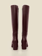 Sosandar Red Leather Heeled Knee High Boots - Image 2 of 4