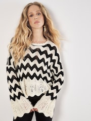 Apricot Cream Chevron Scallop Border Knit Jumper - Image 1 of 4