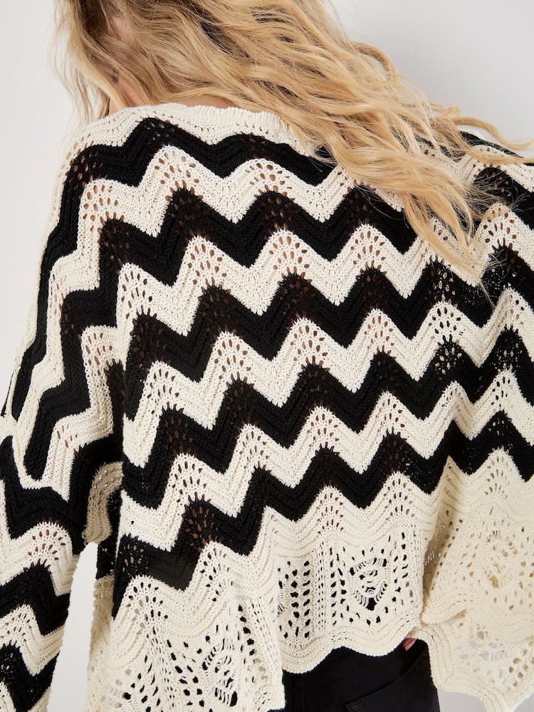 Apricot Cream Chevron Scallop Border Knit Jumper - Image 4 of 4