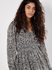 Apricot Black Paisley Print Ruffle Detail Dress - Image 3 of 5