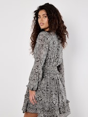 Apricot Black Paisley Print Ruffle Detail Dress - Image 4 of 5