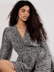 Apricot Black Paisley Print Ruffle Detail Dress - Image 5 of 5
