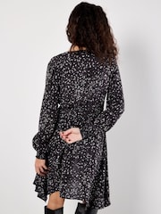 Apricot Grey Leopard Smock Waist Hanky Hem Dress - Image 4 of 4