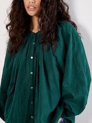 Apricot Green Embroided Cotton Shirt - Image 3 of 4