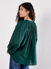 Apricot Green Embroided Cotton Shirt - Image 4 of 4