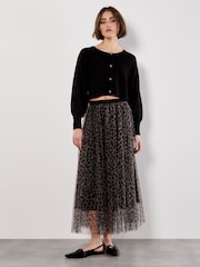 Apricot Brown Leopard Tulle Skirt - Image 1 of 4