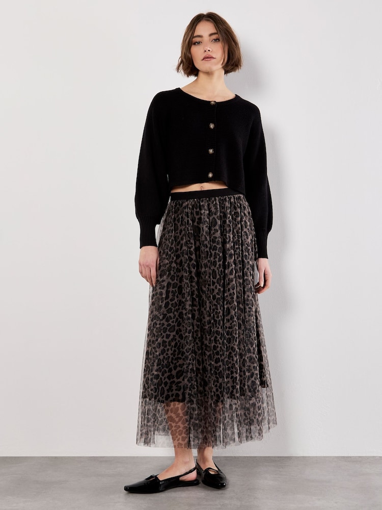 Apricot Brown Leopard Tulle Skirt - Image 1 of 4