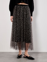 Apricot Brown Leopard Tulle Skirt - Image 2 of 4