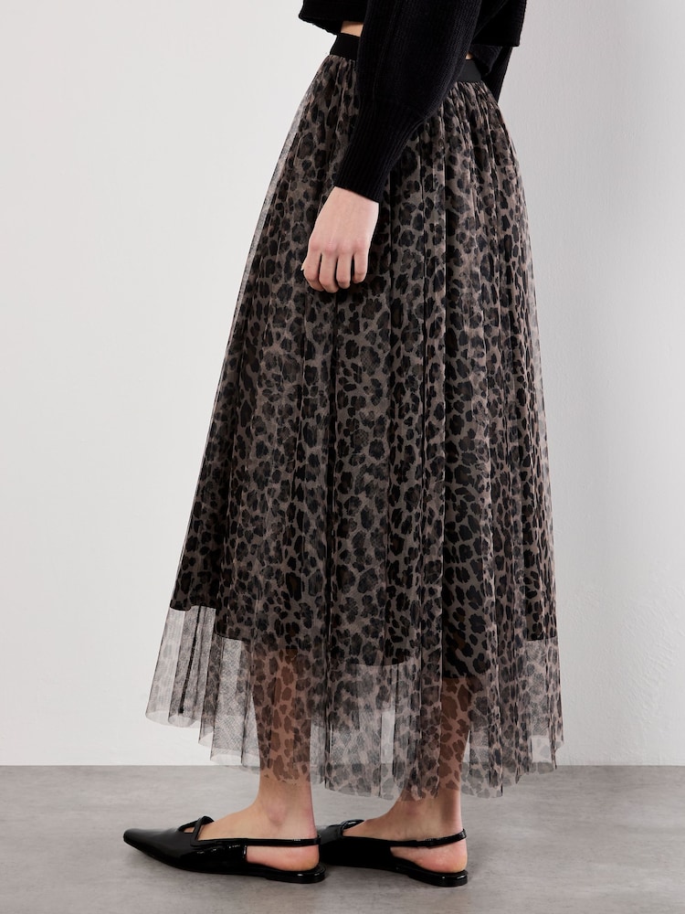 Apricot Brown Leopard Tulle Skirt - Image 4 of 4