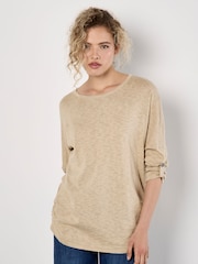 Apricot Natural Cotton Mix Knitted Light Jumper - Image 1 of 4