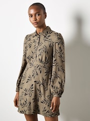 Apricot Green Pressed Leaf V-Shape Dress - Image 1 of 5