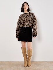 Apricot Brown Leopard Boucle Tie Jumper - Image 1 of 4