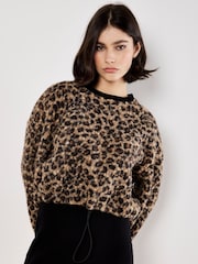 Apricot Brown Leopard Boucle Tie Jumper - Image 2 of 4
