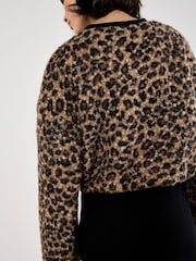 Apricot Brown Leopard Boucle Tie Jumper - Image 4 of 4