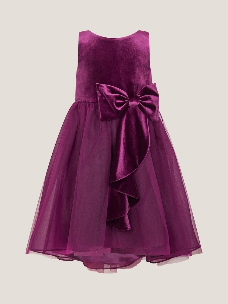 Monsoon Purple Velvet Bow Party Dress - Image 3 of 3 Monsoon Purple Velvet Bow Party Dress - Image 3 of 3