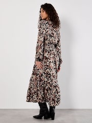 Apricot Black Tonal Ikat Button Midaxi Dress - Image 4 of 5